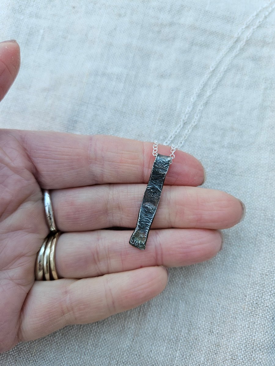 Oxidised silver 'melted' texture pendant perfectly imperfect