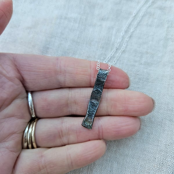 Oxidised silver 'melted' texture pendant perfectly imperfect