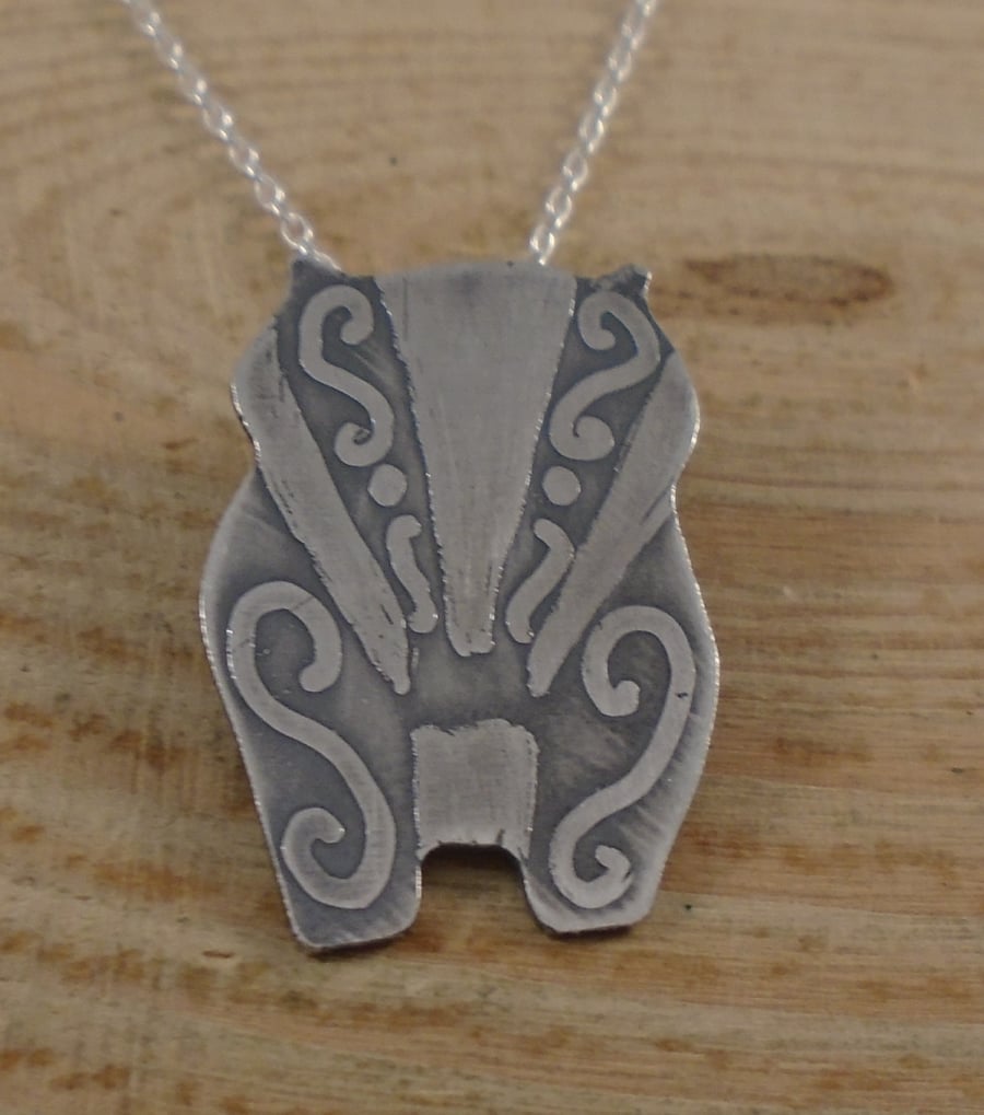 Sterling Silver Swirl Badger Necklace