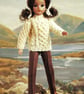 VINTAGE KNITTING PATTERN PDF Aran Sweater for Doll - Image 2
