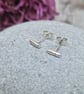 Sterling Silver Small Bar Twig Hammered Stud Earrings - JBJ3015 - Image 1