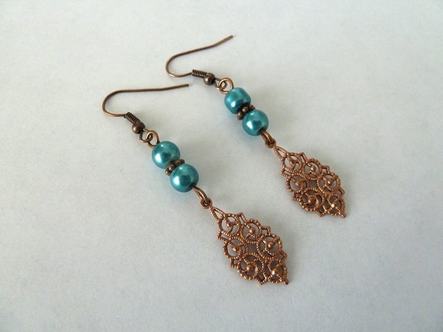 copper drop earrings