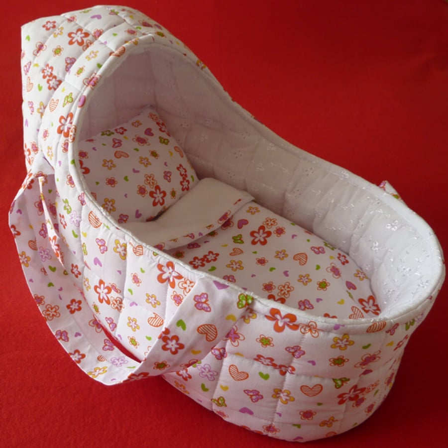   Large Multi Coloured Doll's Carrycot