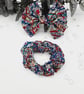 Raspberry pink, teal, clip on bow, scrunchie,  matching set, free UK delivery.   - Image 7