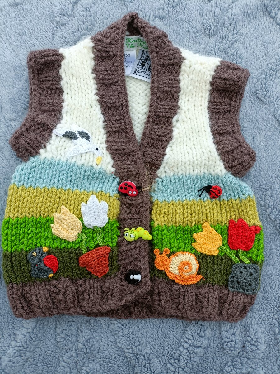 Hand Knitted childrens waistcoat 