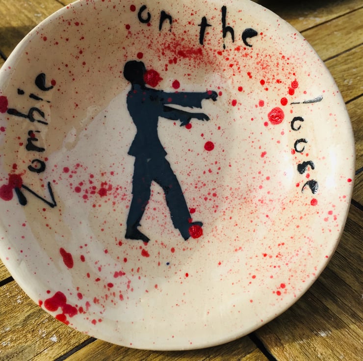 'Zombie on the loose' cereal bowl Folksy