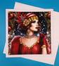 Art Deco Christmas Card, Wife, Mother, Sister, Daughter, Granddaughter 