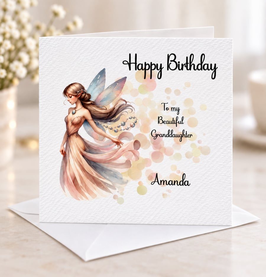 Image of Fairy Birthday Card For Girl Happy Birthday Daughter Granddaughter Niece