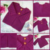 Plum 100% acrylic baby cardigan. Age 6-12 months. Baby cardi. Baby jacket.