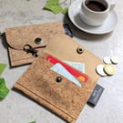 Vegan Cork Coin Purse and Card Wallet with Keyring (P&P included)