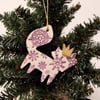 Ceramic Christmas Fox decoration PURPLE