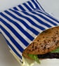 Large sandwich bag. Reusable and eco-friendly. Blue stripes