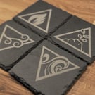 Slate Coaster of the Elements, a set of 4