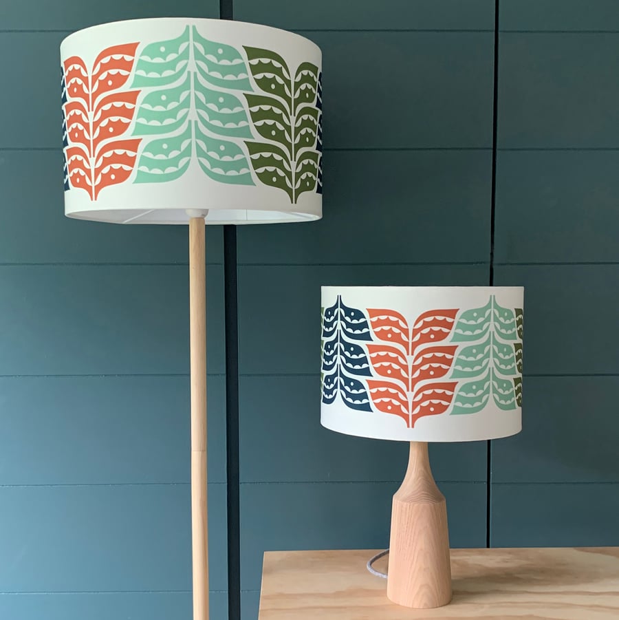 NEW Handmade Leaf Print Lampshade - Multicoloured - British Made 