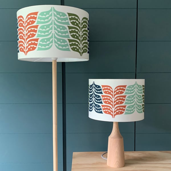 NEW Handmade Leaf Print Lampshade - Multicoloured - British Made 
