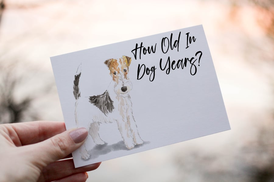 Fox Terrier Dog Birthday Card, Dog Birthday Card