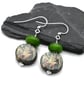 green glass and ceramic stag earrings - Image 2