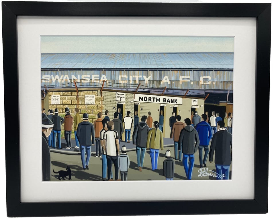 Swansea, Framed & Unframed Fine Art Print City Football FC, Retro Stadium Gift