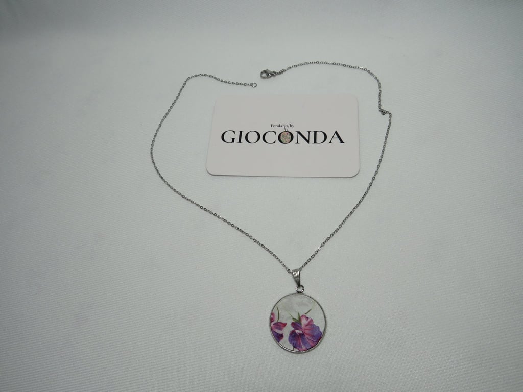 Hand Crafted Pretty Pendant - Made Using Liberty Print Fabric 