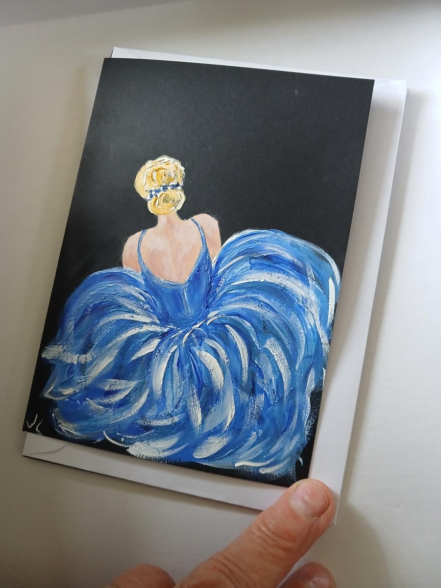 Ballet Dancer Greetings Card, Hand Painted, Original Painting, unique card