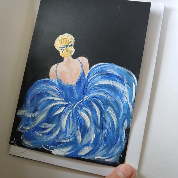 Ballet Dancer Greetings Card, Hand Painted, Original Painting, unique card