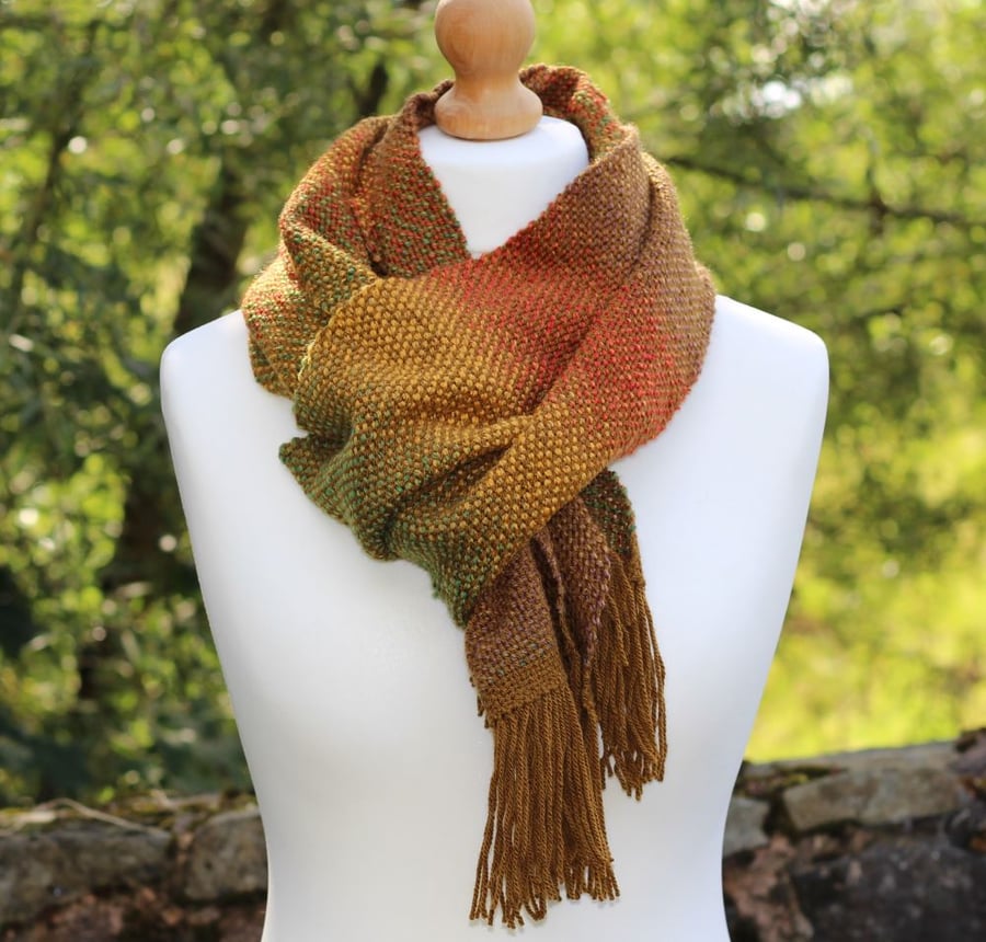 Autumn colours handwoven scarf