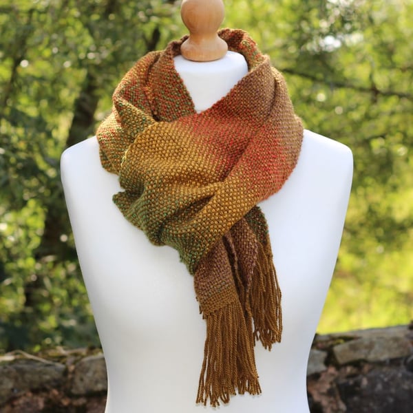 Autumn colours handwoven scarf