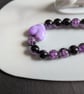 Purple&black beaded bracelet with heart  - Image 2