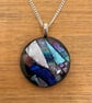 Blue Dichroic Glass Round Pendant