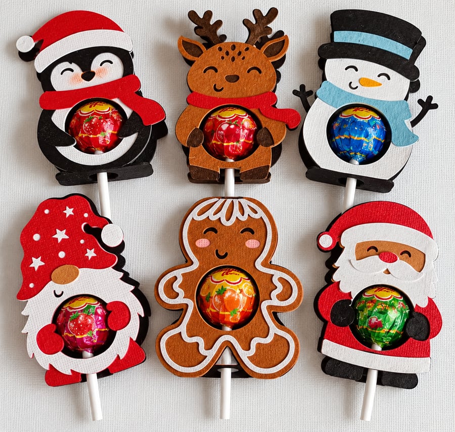 Christmas Themed Lollipop or Chocolate Holders. Christmas Stocking Fillers. 
