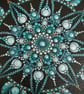 Aquamarine Hand Painted Dot Mandala Canvas - Image 2