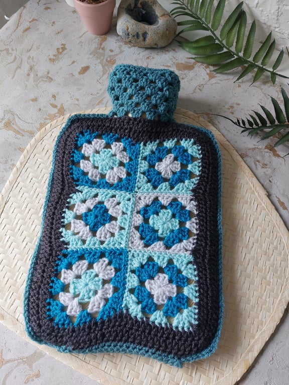  Perfectly Imperfect Crochet Hot Water Bottle Cover Aqua