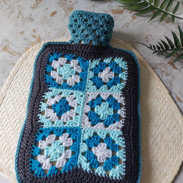  Perfectly Imperfect Crochet Hot Water Bottle Cover Aqua
