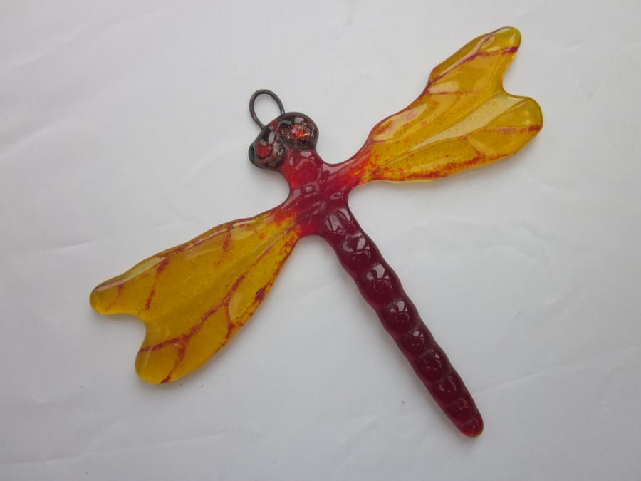 Handmade cast glass dragonfly - Sunny delight - suncatcher