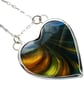 Bowlerite Heart Necklace Sterling Silver Blue & Yellow Pearlescent Handmade - Image 4