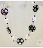 Bracelet with black and clear iridescent glass beads, silver plated. - Image 2