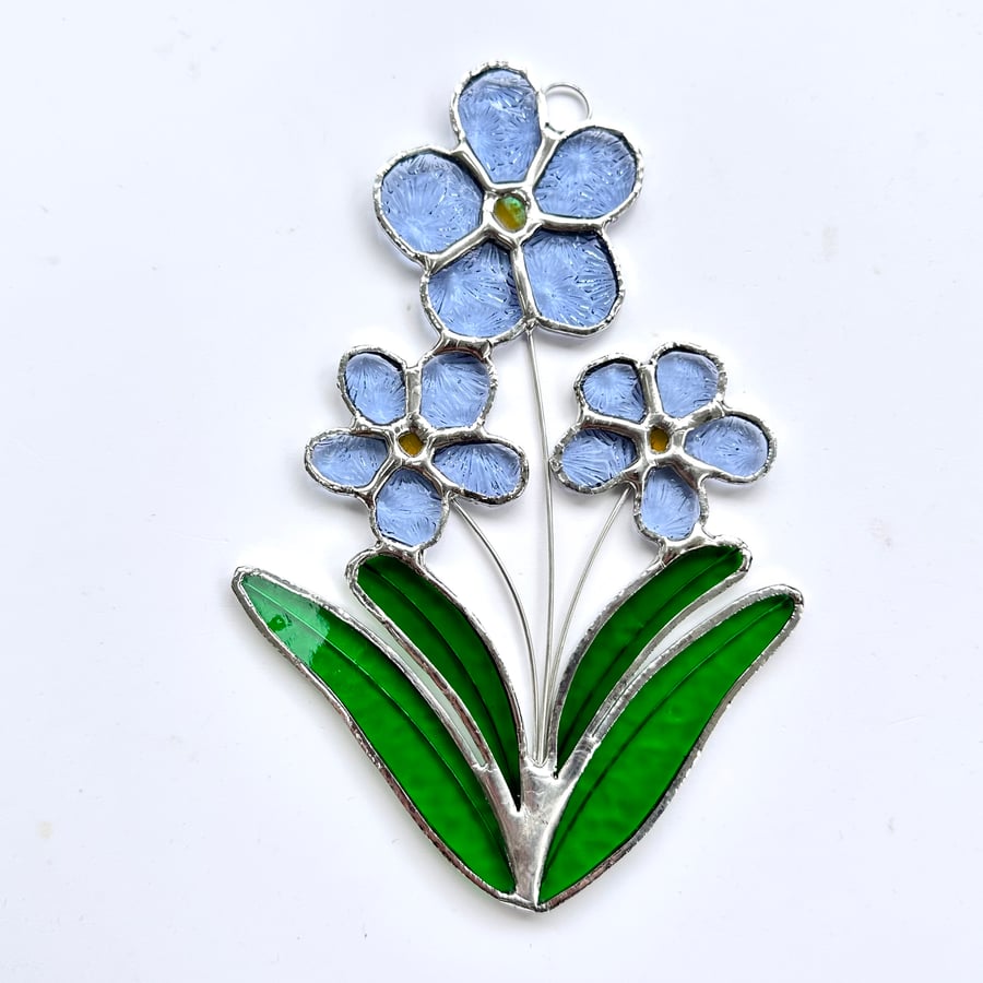Stained Glass Forget Me Not Suncatcher - Hanging Window Decoration 