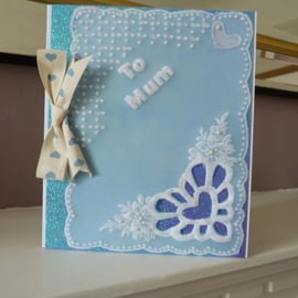 Blue Heart Mothers Day Card