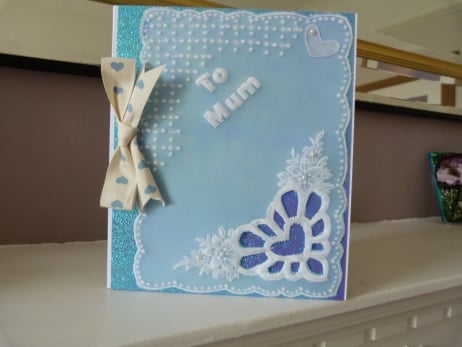 Blue Heart Mothers Day Card