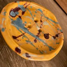 Hand built clay circular soap dish 