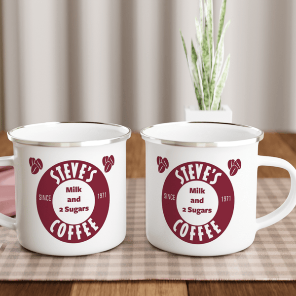 Costa inspired mug and coaster. Enamel 10 oz mug. Christmas present