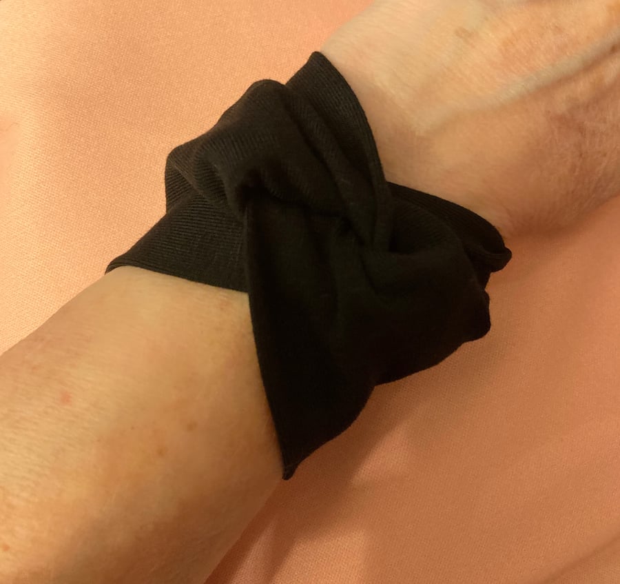 Black Twist Cuff Made to order tattoo wrist cover up, goth gift, office wear