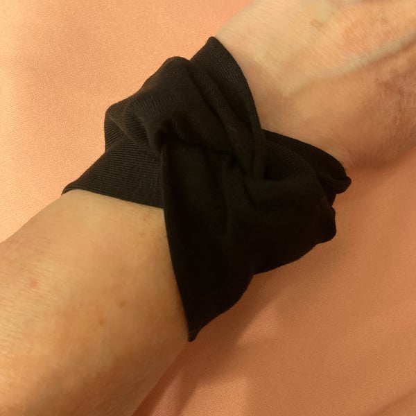 Black Twist Cuff Made to order tattoo wrist cover up, goth gift, secret Santa 