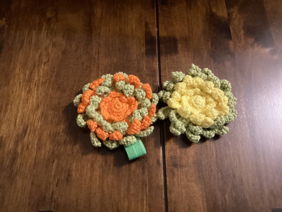 Set of 2 large crochet floral hair bands