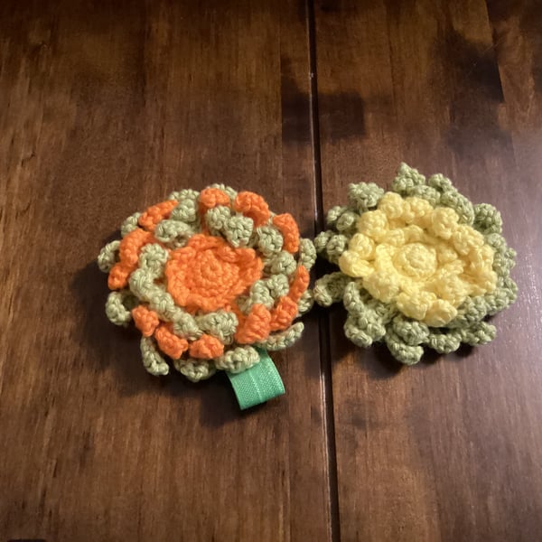 Set of 2 large crochet floral hair bands
