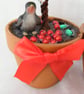 Handmade pair of holly tree decorations. - Image 5
