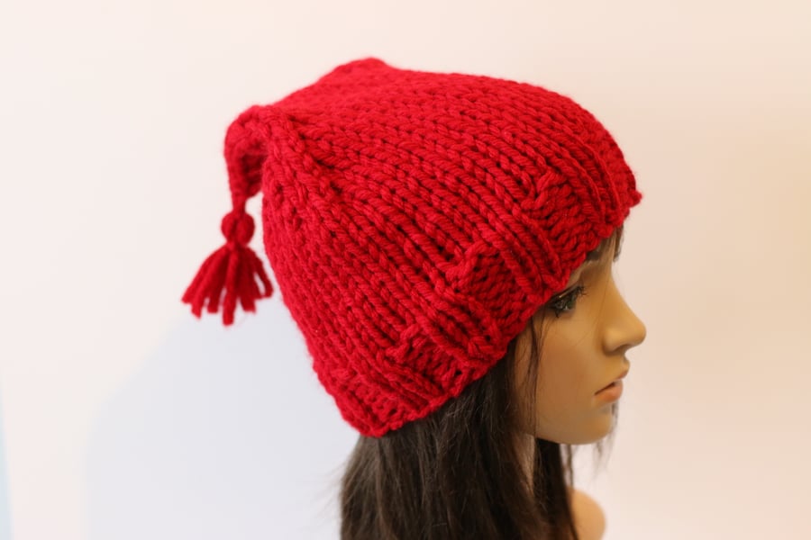 Ice Melt Hat, Climate March Hat, Hand Knit Red Beanie