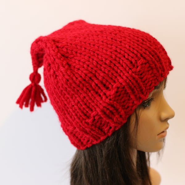 Ice Melt Hat, Climate March Hat, Hand Knit Red Beanie