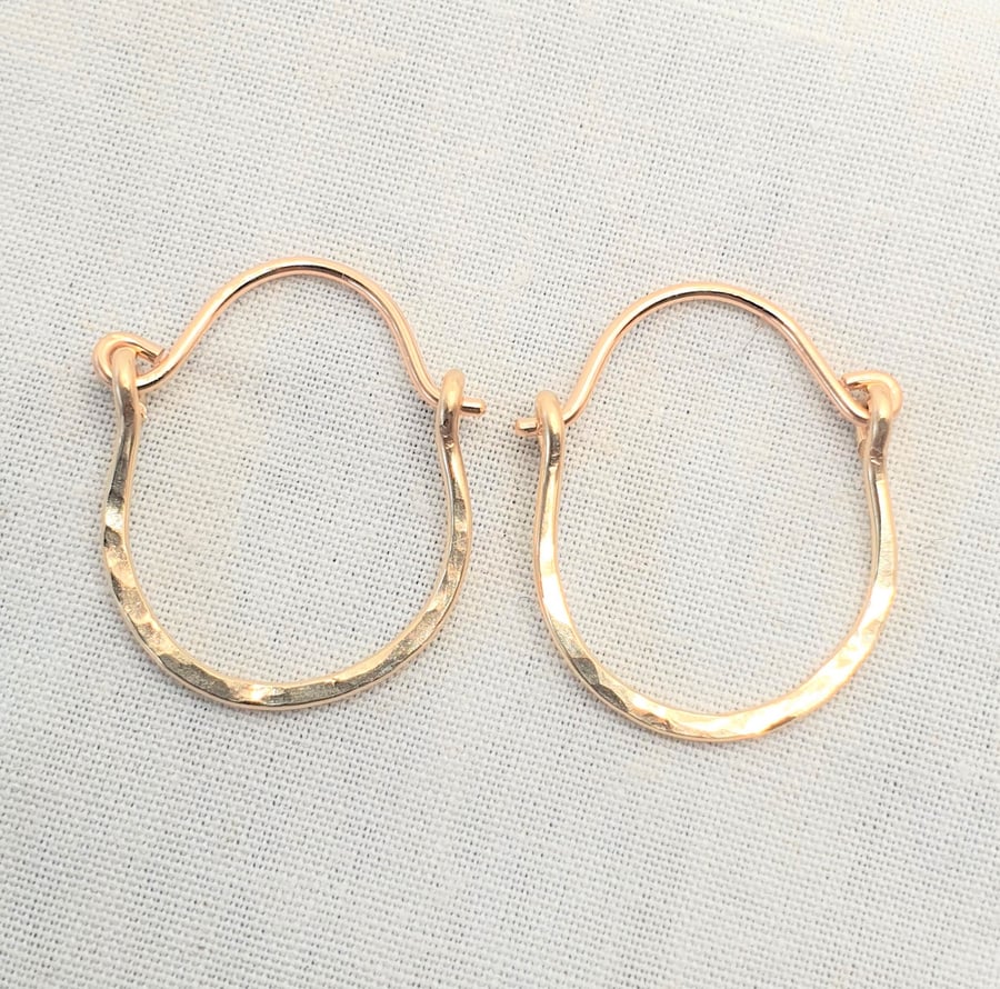 Tiny Hammered 14K Gold Hoop Earrings