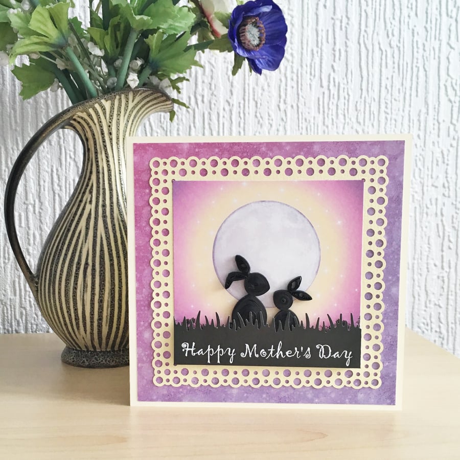 Quilled rabbit card for Mother’s Day - boxed card option